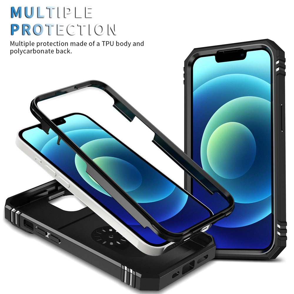 For iPhone 14 Plus Anti-fall PC+TPU Kickstand Function Phone Protector Sliding Camera Lens Cover Design Case with Card Slot