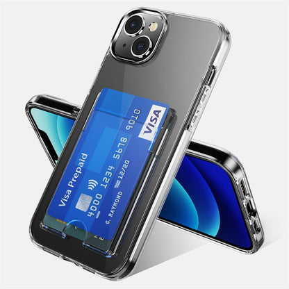 Super Transparent TPU+PC Phone Case for iPhone 14 Plus, Anti-scratch Card Slot Design Cell Phone Back Cover