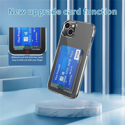 Super Transparent TPU+PC Phone Case for iPhone 14 Plus, Anti-scratch Card Slot Design Cell Phone Back Cover