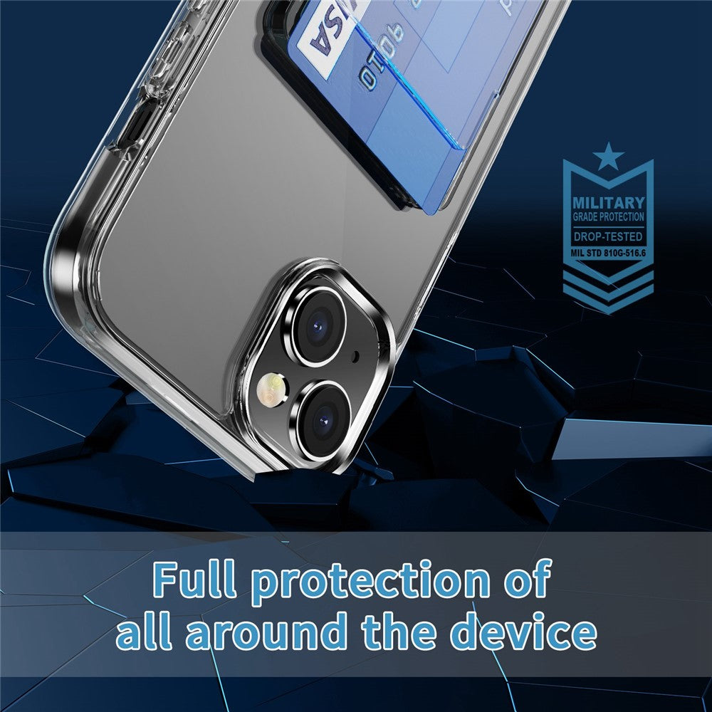 Super Transparent TPU+PC Phone Case for iPhone 14 Plus, Anti-scratch Card Slot Design Cell Phone Back Cover