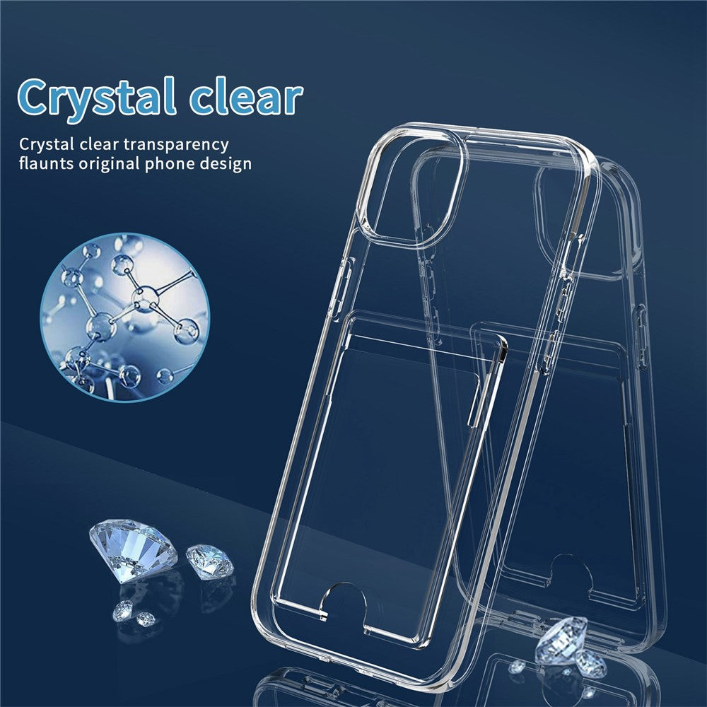 Super Transparent TPU+PC Phone Case for iPhone 14 Plus, Anti-scratch Card Slot Design Cell Phone Back Cover