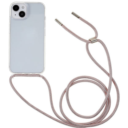 For iPhone 14 6.1 inch TPU+Acrylic Transparent Back Cover Shockproof Phone Case with Adjustable Lanyard