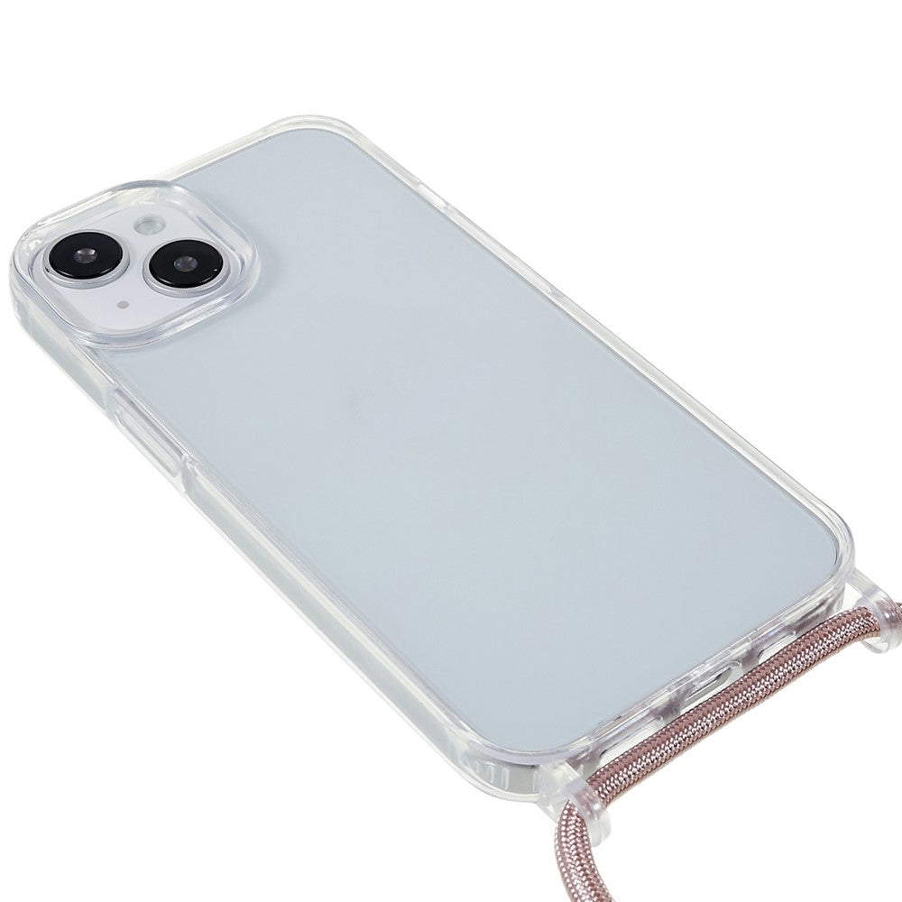 For iPhone 14 6.1 inch TPU+Acrylic Transparent Back Cover Shockproof Phone Case with Adjustable Lanyard