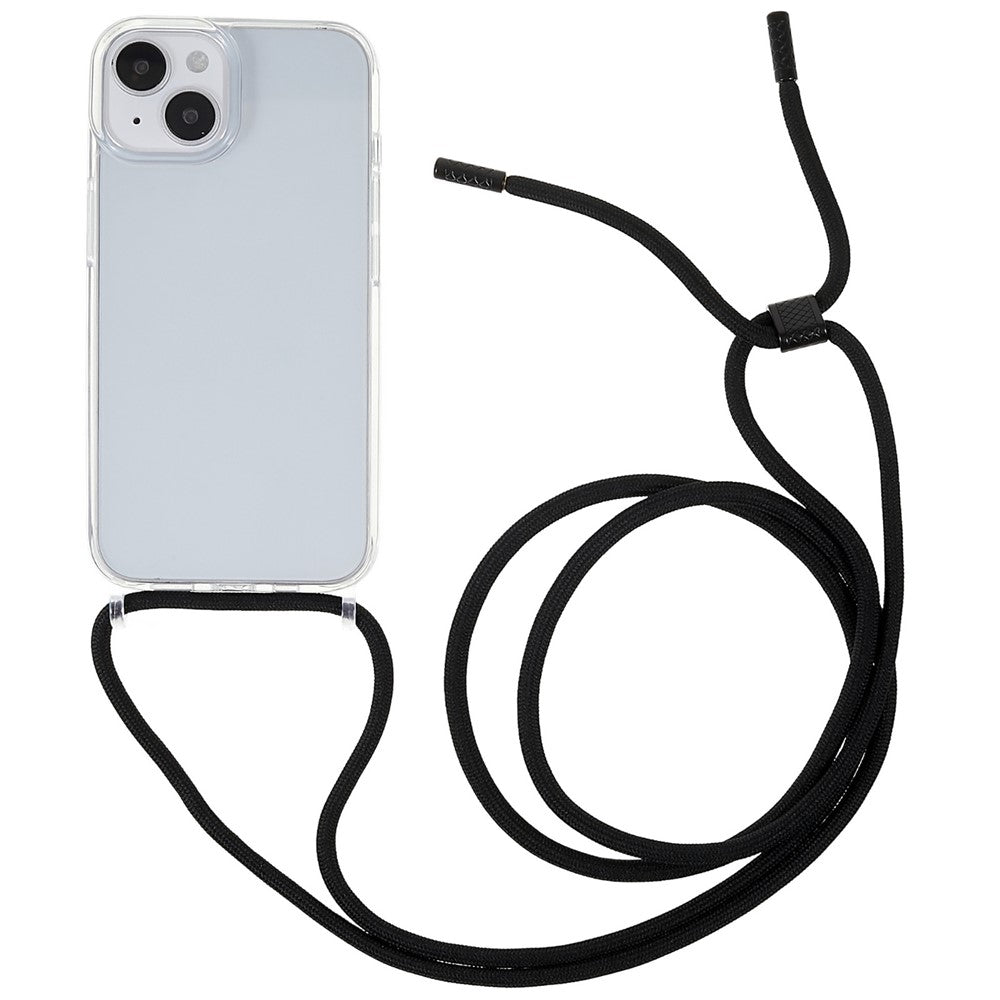 For iPhone 14 6.1 inch TPU+Acrylic Transparent Back Cover Shockproof Phone Case with Adjustable Lanyard