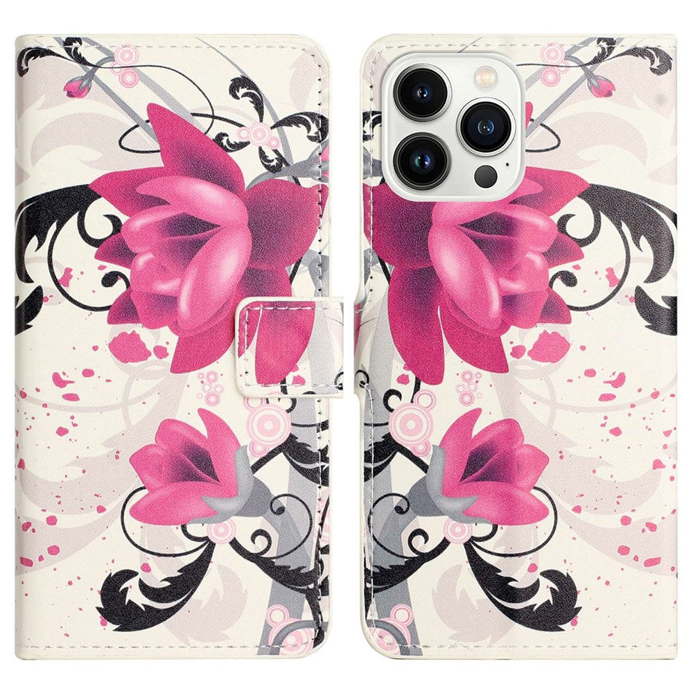 For iPhone 14 Pro Max 6.7 inch Pattern Printing Wallet Case PU Leather Stand Magnetic Closure Folio Flip Cover