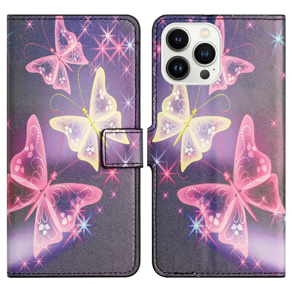 For iPhone 14 Pro Max 6.7 inch Pattern Printing Wallet Case PU Leather Stand Magnetic Closure Folio Flip Cover