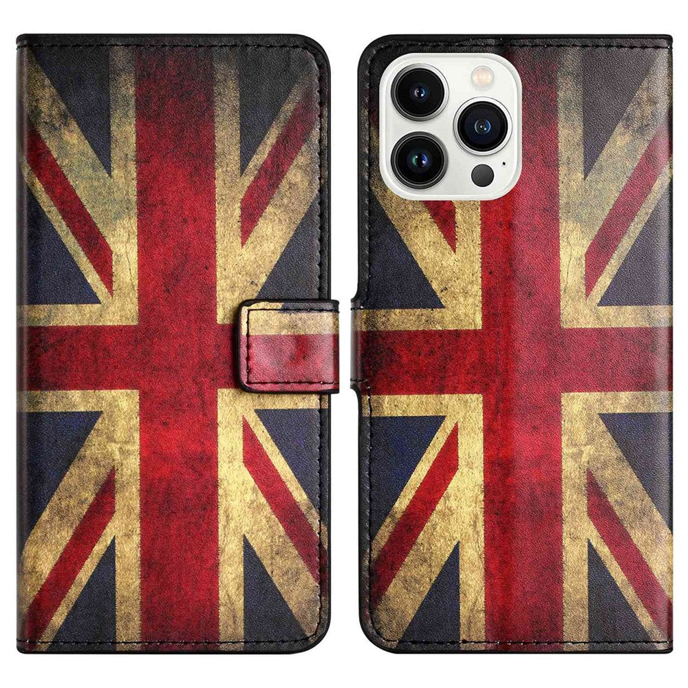 For iPhone 14 Pro Max 6.7 inch Pattern Printing Wallet Case PU Leather Stand Magnetic Closure Folio Flip Cover