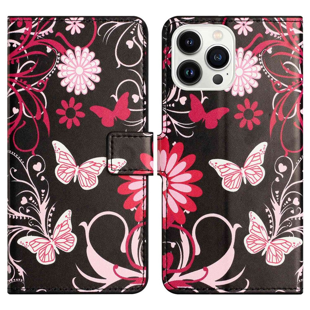 For iPhone 14 Pro Max 6.7 inch Pattern Printing Wallet Case PU Leather Stand Magnetic Closure Folio Flip Cover