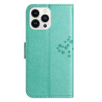 For iPhone 14 Pro Max 6.7 inch Shockproof Phone Case Imprinted Owl Tree Pattern PU Leather Wallet Cover Stand with Wrist Strap