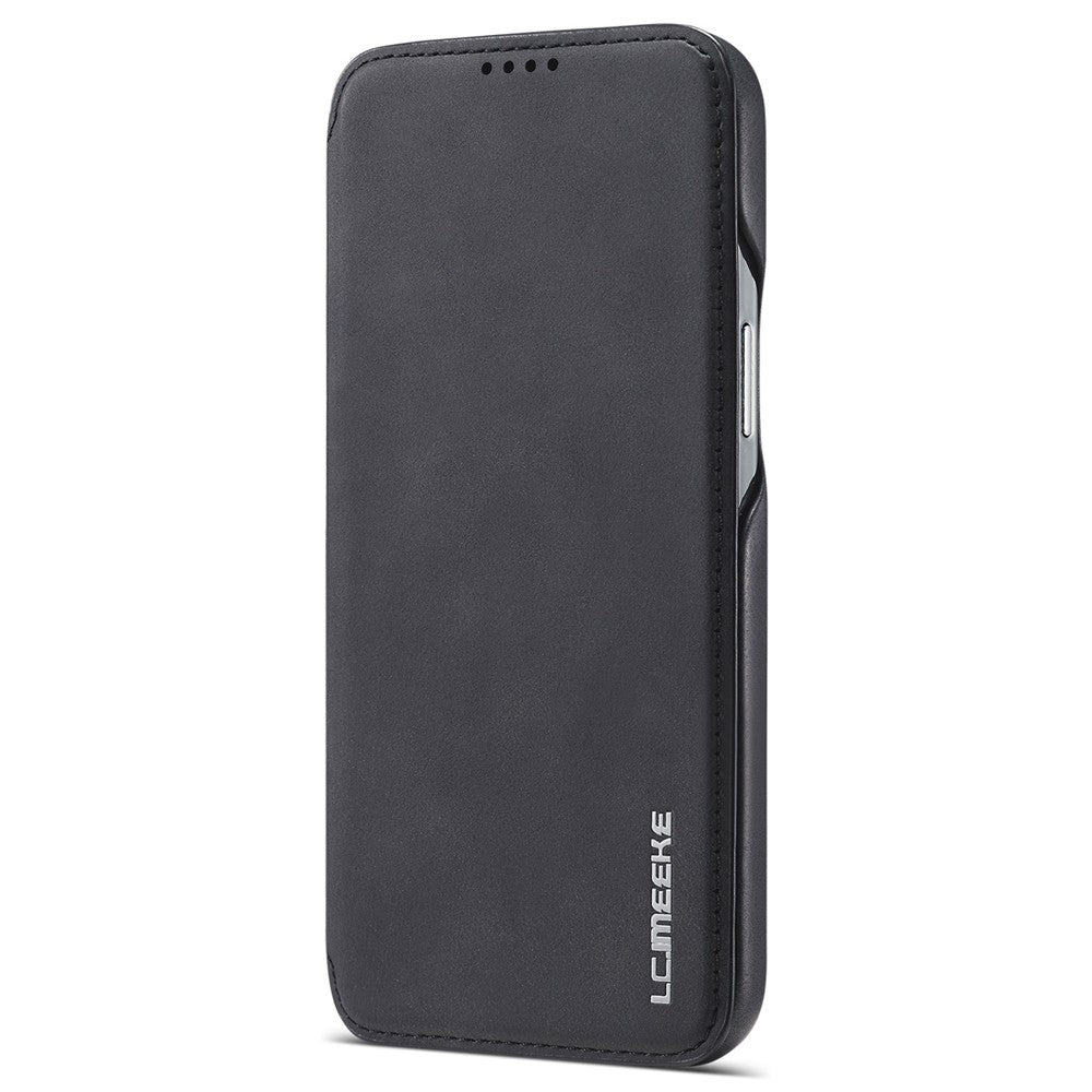 LC.IMEEKE For iPhone 14 6.1 inch Anti-scratch Dustproof Cell Phone Cover PU Leather Stand Phone Case with Card Slot