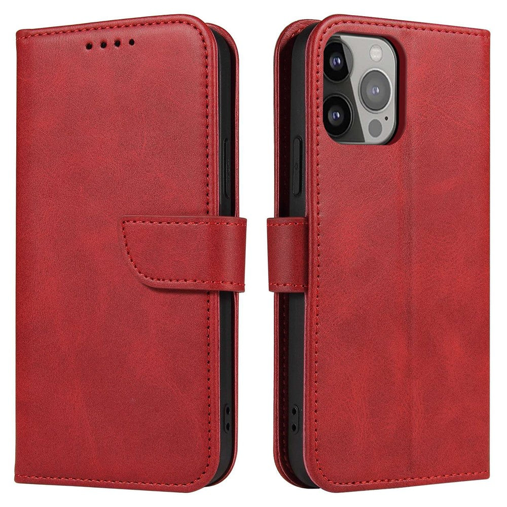 For iPhone 14 6.1 inch Anti-fall Calf Texture Phone Cover PU Leather Mobile Phone Flip Wallet Stand Case with Magnetic Buckle
