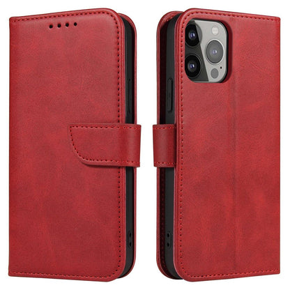 For iPhone 14 6.1 inch Anti-fall Calf Texture Phone Cover PU Leather Mobile Phone Flip Wallet Stand Case with Magnetic Buckle