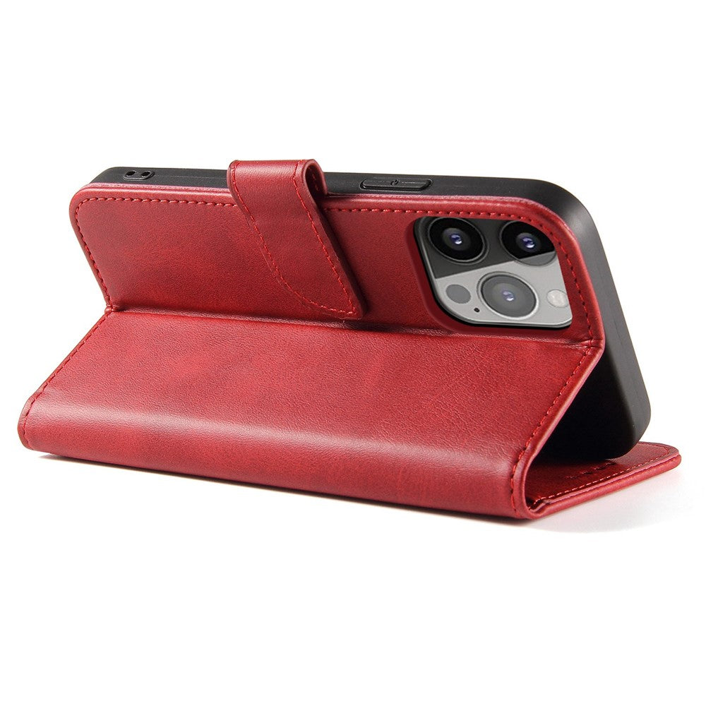 For iPhone 14 6.1 inch Anti-fall Calf Texture Phone Cover PU Leather Mobile Phone Flip Wallet Stand Case with Magnetic Buckle