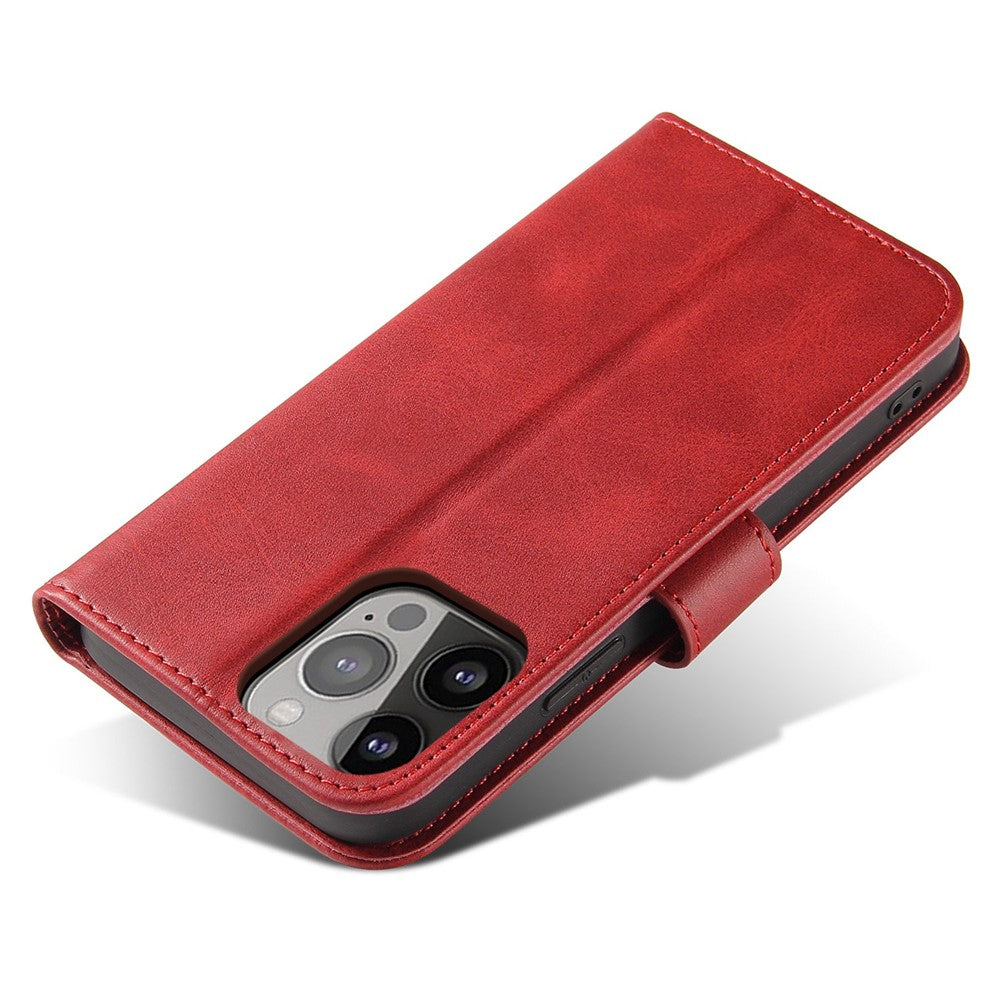 For iPhone 14 6.1 inch Anti-fall Calf Texture Phone Cover PU Leather Mobile Phone Flip Wallet Stand Case with Magnetic Buckle
