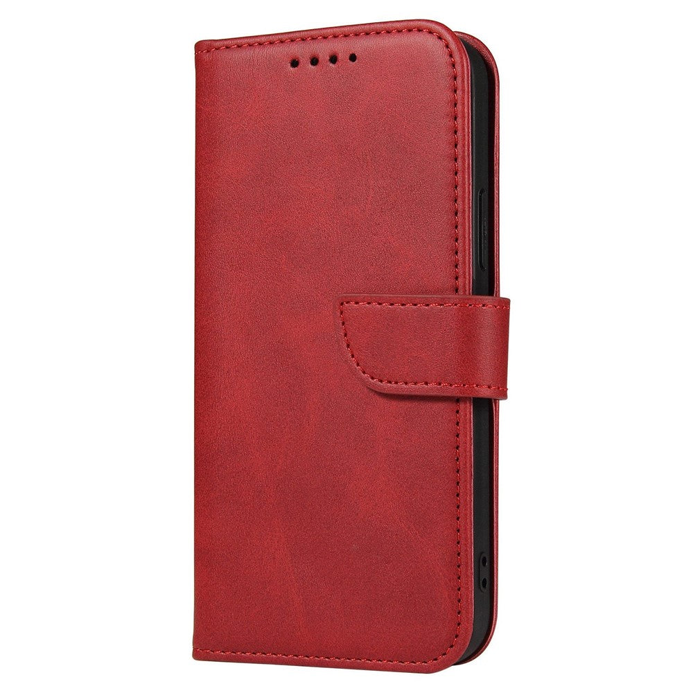 For iPhone 14 6.1 inch Anti-fall Calf Texture Phone Cover PU Leather Mobile Phone Flip Wallet Stand Case with Magnetic Buckle
