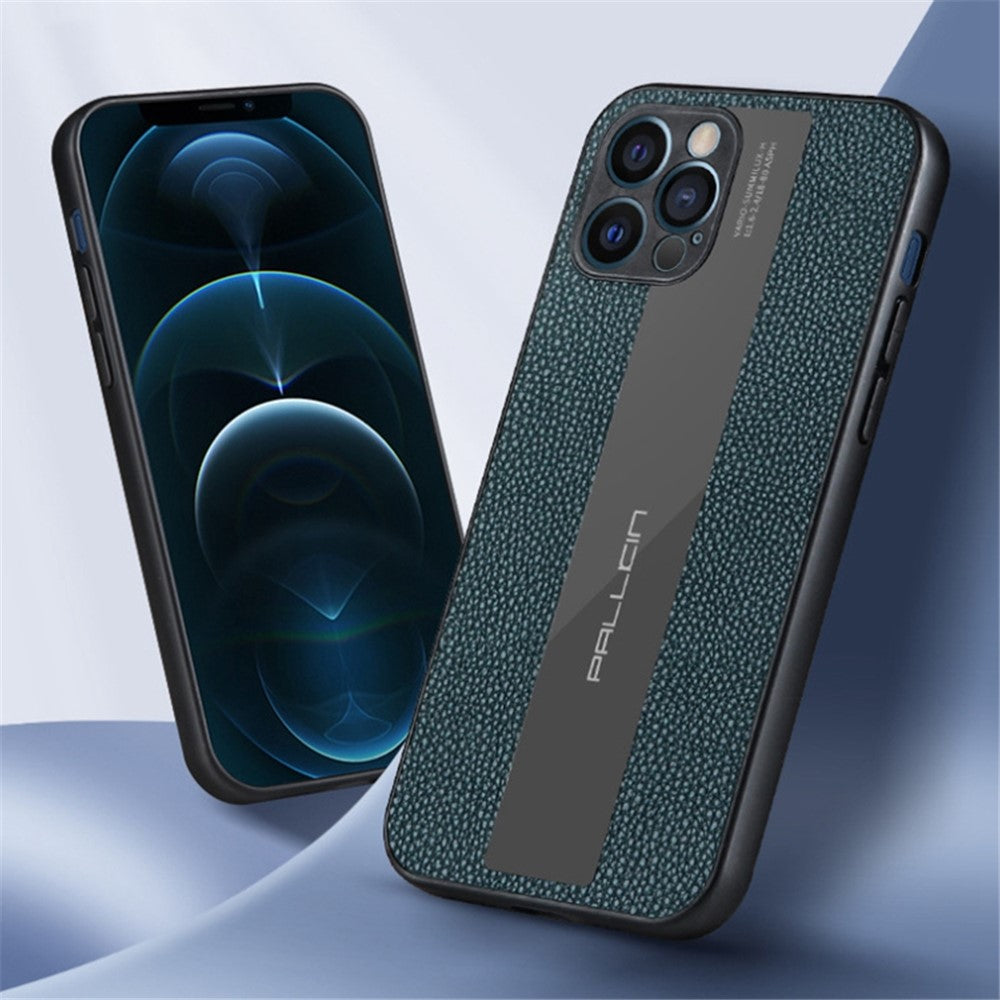For iPhone 14 Pro Max 6.7 inch Cell Phone Case Litchi Anti-fingerprint Soft Genuine Leather+TPU Back Cover