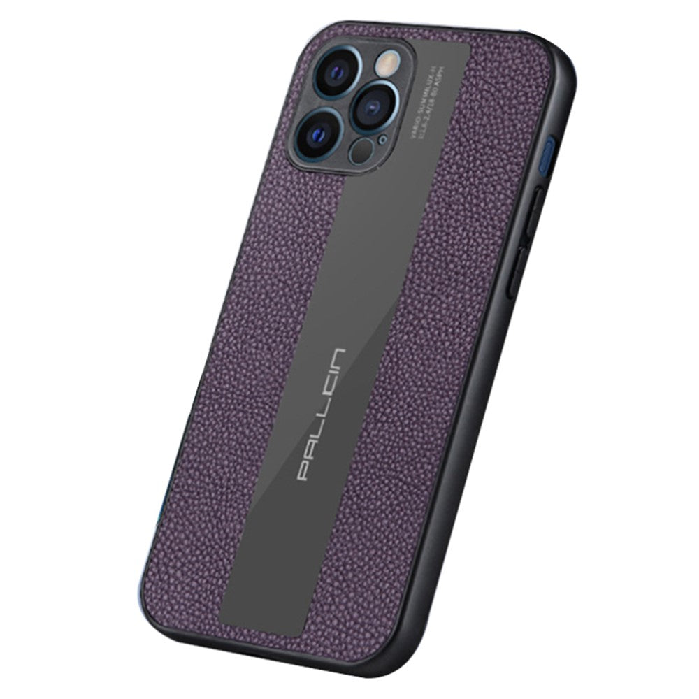 For iPhone 14 Pro Max 6.7 inch Cell Phone Case Litchi Anti-fingerprint Soft Genuine Leather+TPU Back Cover