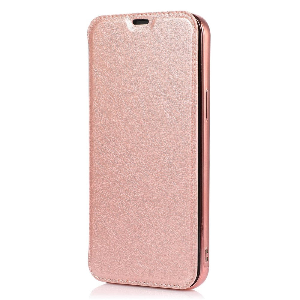 For iPhone 14 Pro Max 6.7 inch PU Leather Folio Flip Case Card Slot Clear Soft TPU Back Stand Electroplating Shell