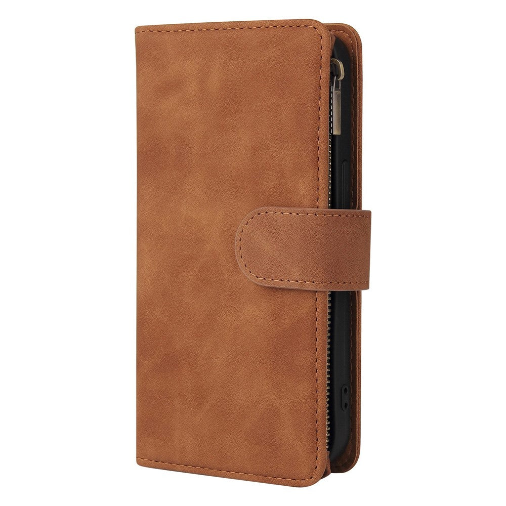 For iPhone 14 Pro Max 6.7 inch PU Leather Anti-drop Phone Cover Card Holder Wallet Stand Protective Case with Zipper Pocket