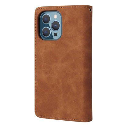 For iPhone 14 Pro Max 6.7 inch PU Leather Anti-drop Phone Cover Card Holder Wallet Stand Protective Case with Zipper Pocket