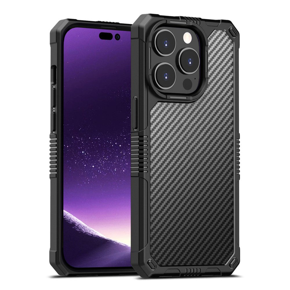 Drop-Proof Case for iPhone 14 Pro Max 6.7 inch Protective Cover TPU+PC Carbon Fiber Anti-Fingerprint Phone Case