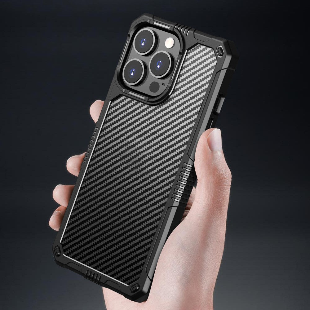 Drop-Proof Case for iPhone 14 Pro Max 6.7 inch Protective Cover TPU+PC Carbon Fiber Anti-Fingerprint Phone Case