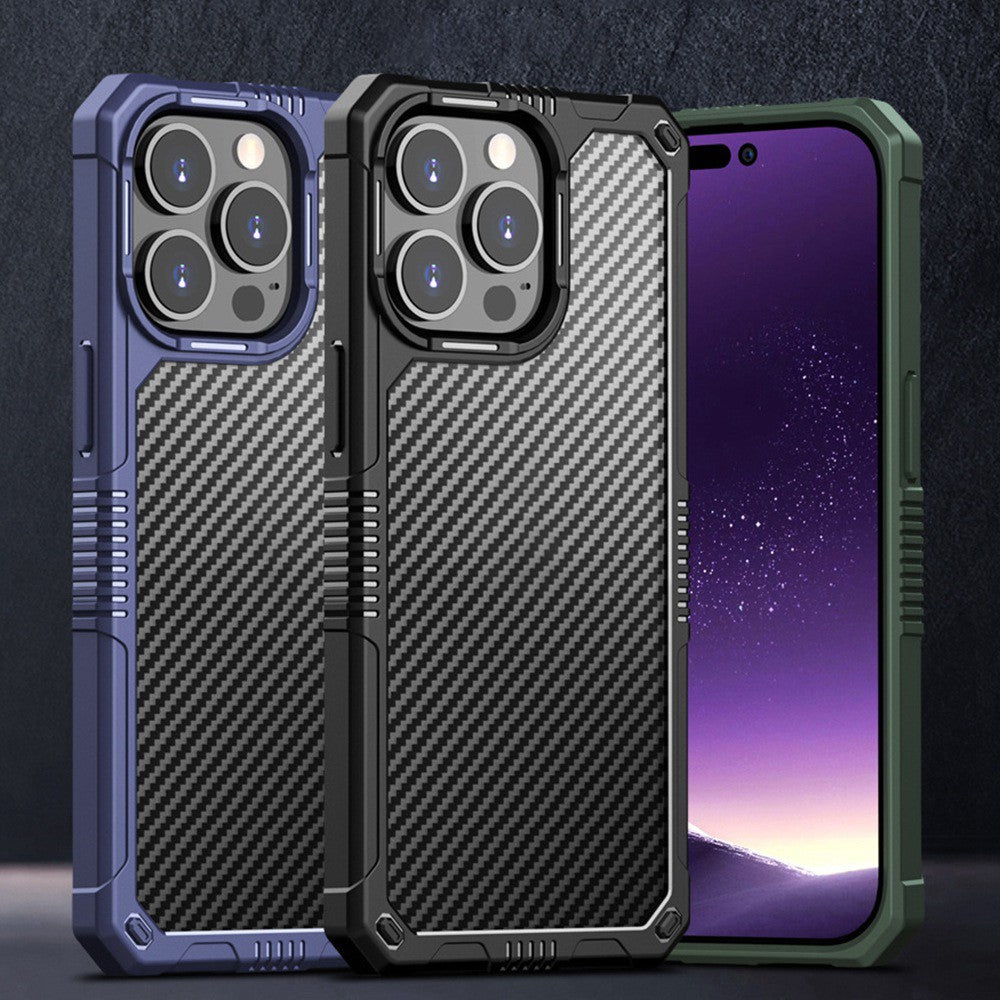 Drop-Proof Case for iPhone 14 Pro Max 6.7 inch Protective Cover TPU+PC Carbon Fiber Anti-Fingerprint Phone Case