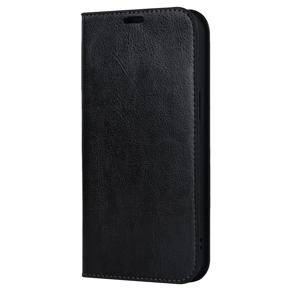 For iPhone 14 Pro Max 6.7 inch Magnetic Auto-absorbed Phone Case Crazy Horse Texture Genuine Leather Wallet Stand Folio Cover