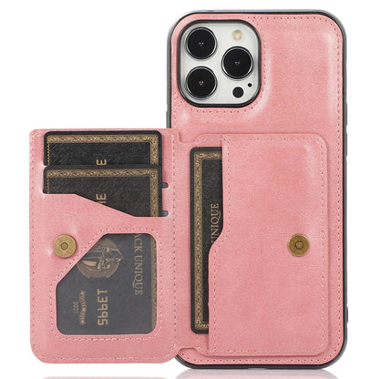 For iPhone 14 Pro Max 6.7 inch Card Slots Phone Kickstand Case PU Leather + TPU Anti-scratch Anti-drop Cover with Magnetic Car Mount Metal Sheet