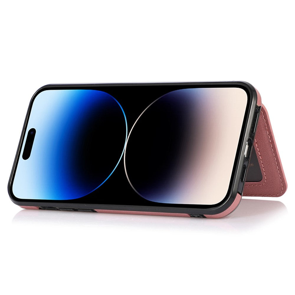 For iPhone 14 Pro Max 6.7 inch Card Slots Phone Kickstand Case PU Leather + TPU Anti-scratch Anti-drop Cover with Magnetic Car Mount Metal Sheet