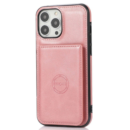 For iPhone 14 Pro Max 6.7 inch Card Slots Phone Kickstand Case PU Leather + TPU Anti-scratch Anti-drop Cover with Magnetic Car Mount Metal Sheet