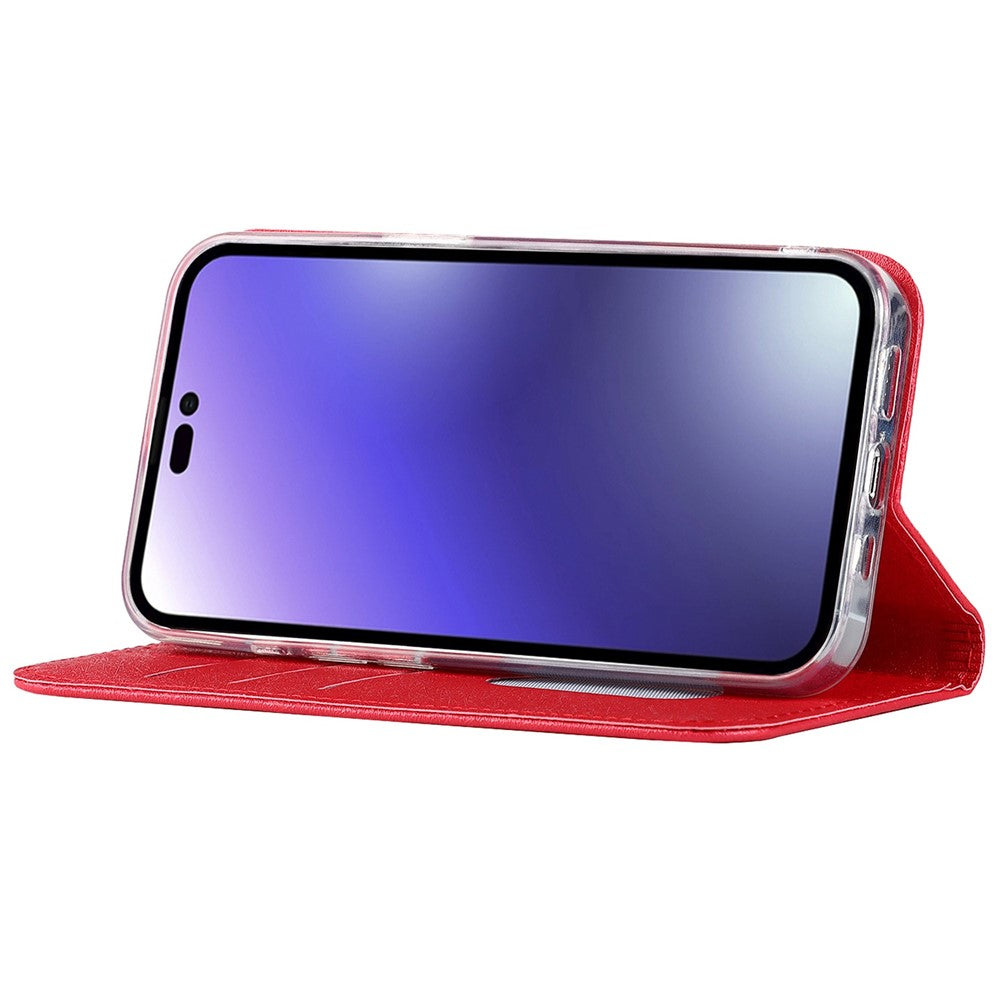 For iPhone 14 Pro Max 6.7 inch Wear-resistant PU Leather Silk Texture Wallet Phone Case Stand Protector with Wrist Strap
