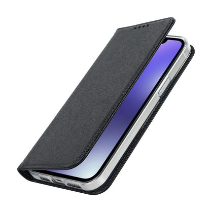For iPhone 14 Plus PU Leather Silk Texture Anti-drop Wallet Phone Case Stand All-around Protection Cover with Wrist Strap