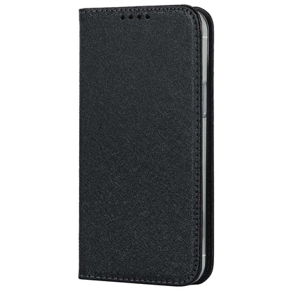 For iPhone 14 Plus PU Leather Silk Texture Anti-drop Wallet Phone Case Stand All-around Protection Cover with Wrist Strap