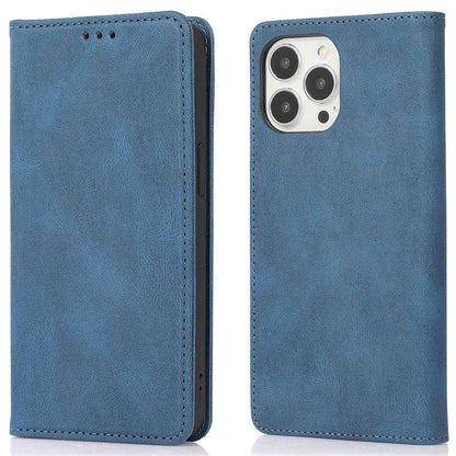For iPhone 14 Pro Max 6.7 inch PU Leather Phone Drop-proof Case Magnetic Adsorption Flip Stand Wallet Shell