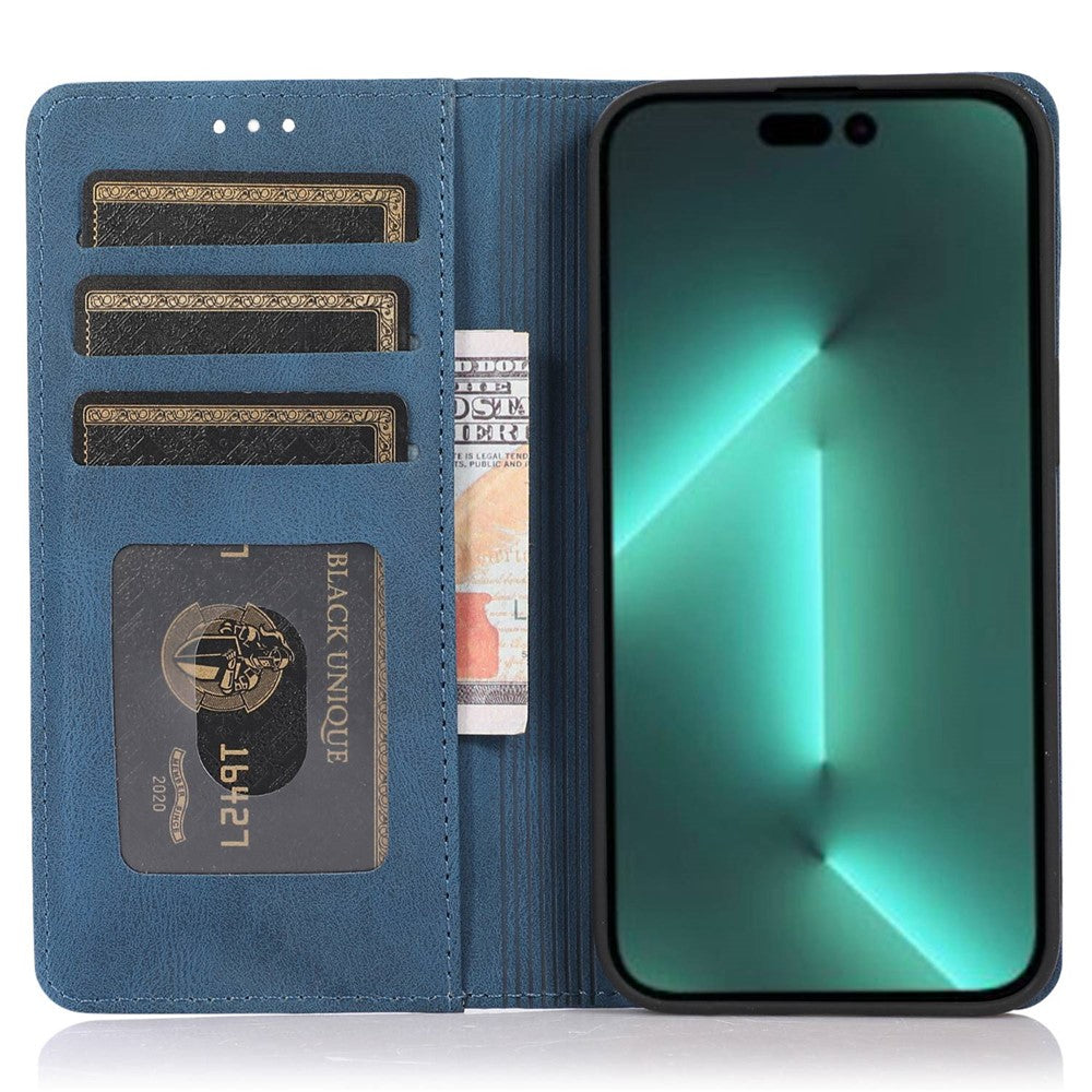 For iPhone 14 Pro Max 6.7 inch PU Leather Phone Drop-proof Case Magnetic Adsorption Flip Stand Wallet Shell