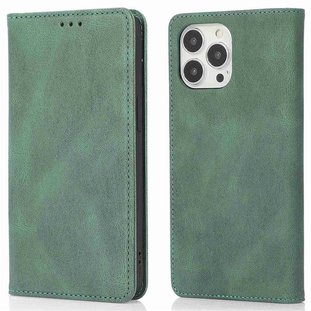 For iPhone 14 Pro Max 6.7 inch PU Leather Phone Drop-proof Case Magnetic Adsorption Flip Stand Wallet Shell