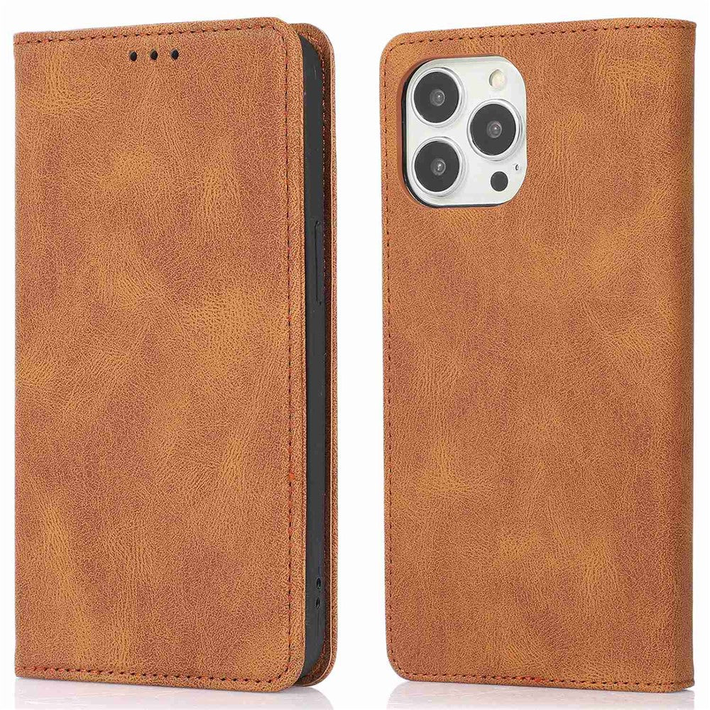For iPhone 14 Pro Max 6.7 inch PU Leather Phone Drop-proof Case Magnetic Adsorption Flip Stand Wallet Shell