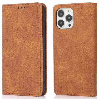 For iPhone 14 Pro Max 6.7 inch PU Leather Phone Drop-proof Case Magnetic Adsorption Flip Stand Wallet Shell