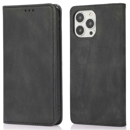 For iPhone 14 Pro Max 6.7 inch PU Leather Phone Drop-proof Case Magnetic Adsorption Flip Stand Wallet Shell