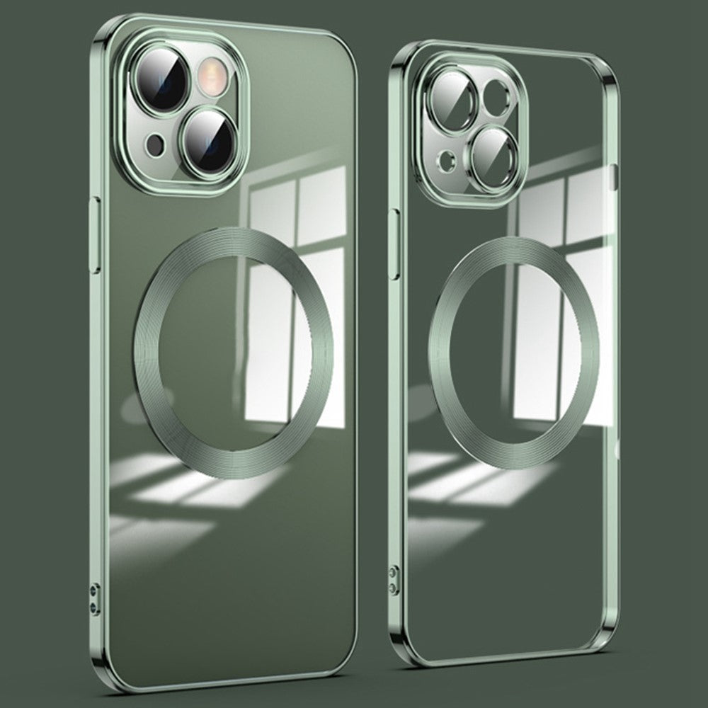 For iPhone 14 Plus Magnetic Charging TPU Phone Back Cover Ultra-Thin Phone Case with Lens Film