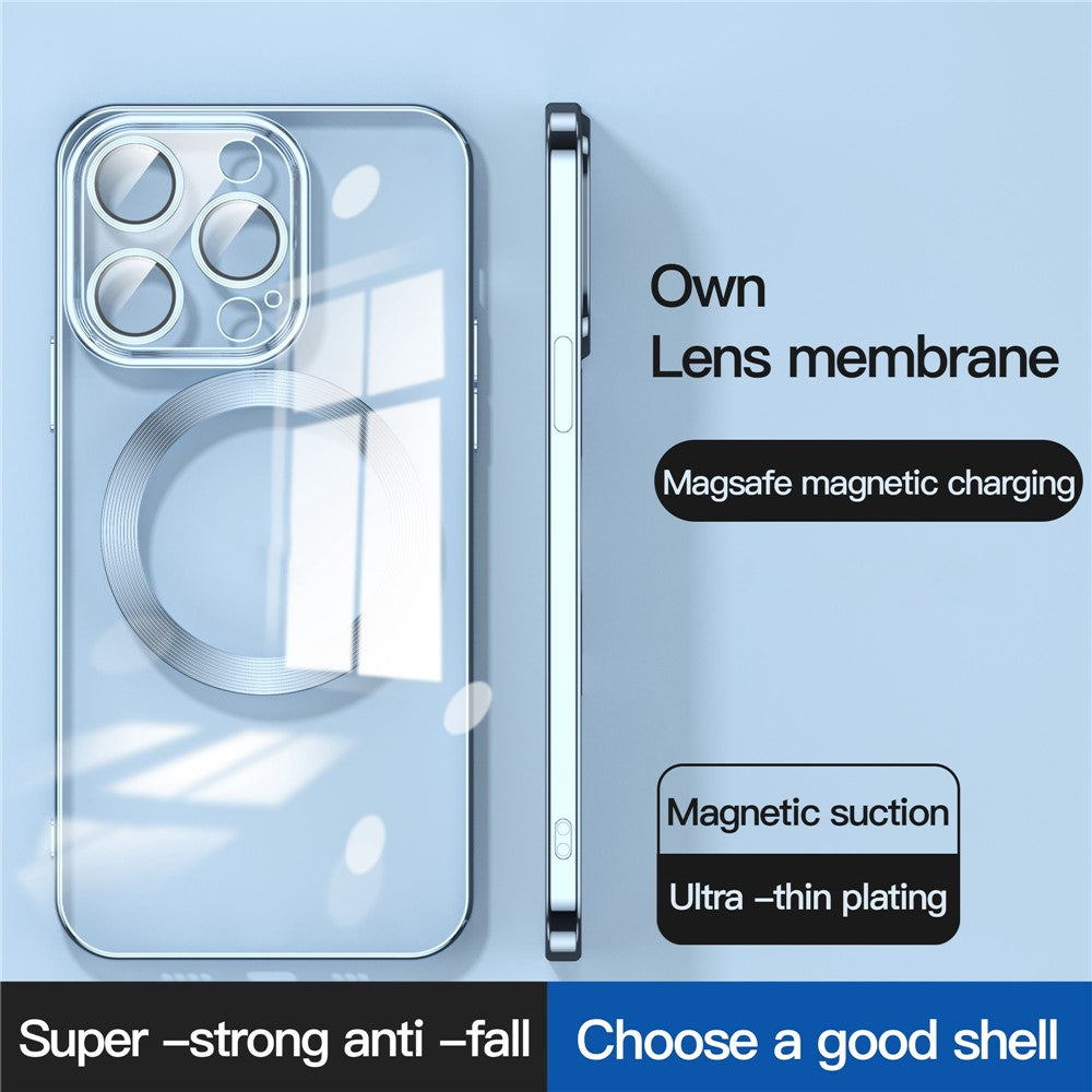 For iPhone 14 Plus Magnetic Charging TPU Phone Back Cover Ultra-Thin Phone Case with Lens Film