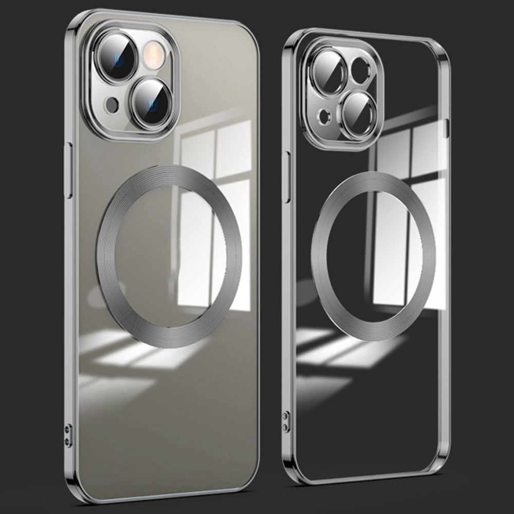 For iPhone 14 Plus Magnetic Charging TPU Phone Back Cover Ultra-Thin Phone Case with Lens Film