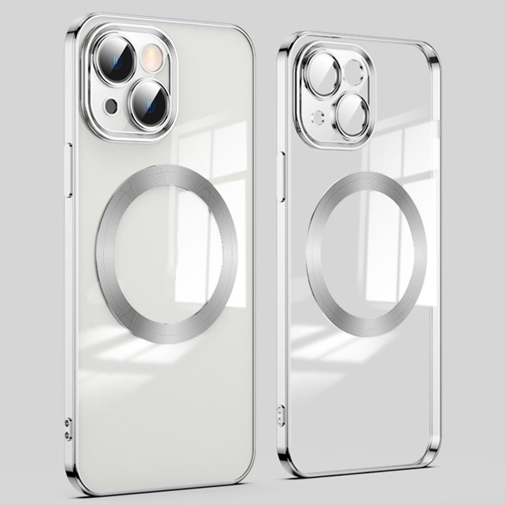 For iPhone 14 Plus Magnetic Charging TPU Phone Back Cover Ultra-Thin Phone Case with Lens Film