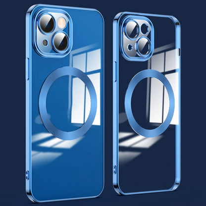For iPhone 14 Plus Magnetic Charging TPU Phone Back Cover Ultra-Thin Phone Case with Lens Film