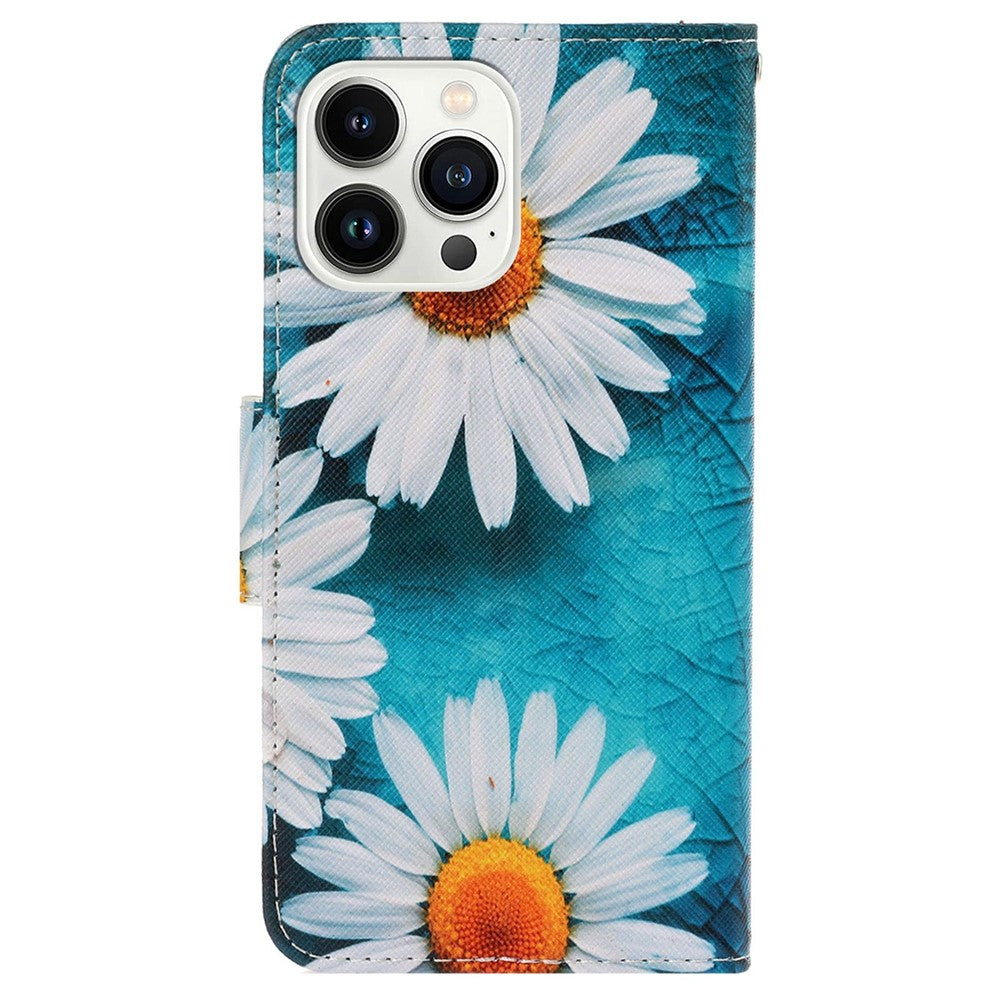 For iPhone 14 Pro Max 6.7 inch Protective Phone Case Cross Texture Pattern Printing PU Leather Shockproof Stand Wallet Cover
