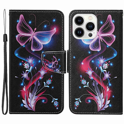 For iPhone 14 Pro Max 6.7 inch Protective Phone Case Cross Texture Pattern Printing PU Leather Shockproof Stand Wallet Cover
