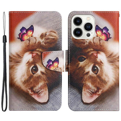 For iPhone 14 Pro Max 6.7 inch Protective Phone Case Cross Texture Pattern Printing PU Leather Shockproof Stand Wallet Cover