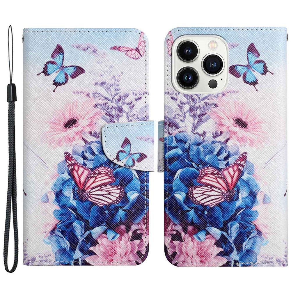 For iPhone 14 Pro Max 6.7 inch Protective Phone Case Cross Texture Pattern Printing PU Leather Shockproof Stand Wallet Cover