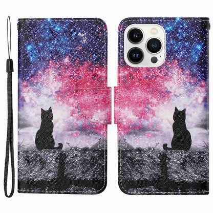 For iPhone 14 Pro Max 6.7 inch Protective Phone Case Cross Texture Pattern Printing PU Leather Shockproof Stand Wallet Cover